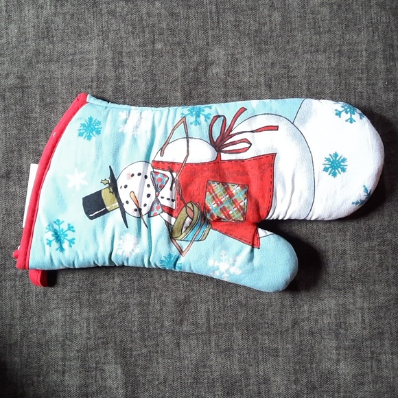 Oven Mitt Snowman Winter Holiday Design Baker Baking Cook Chef Gift Present NWT - Picture 2 of 6